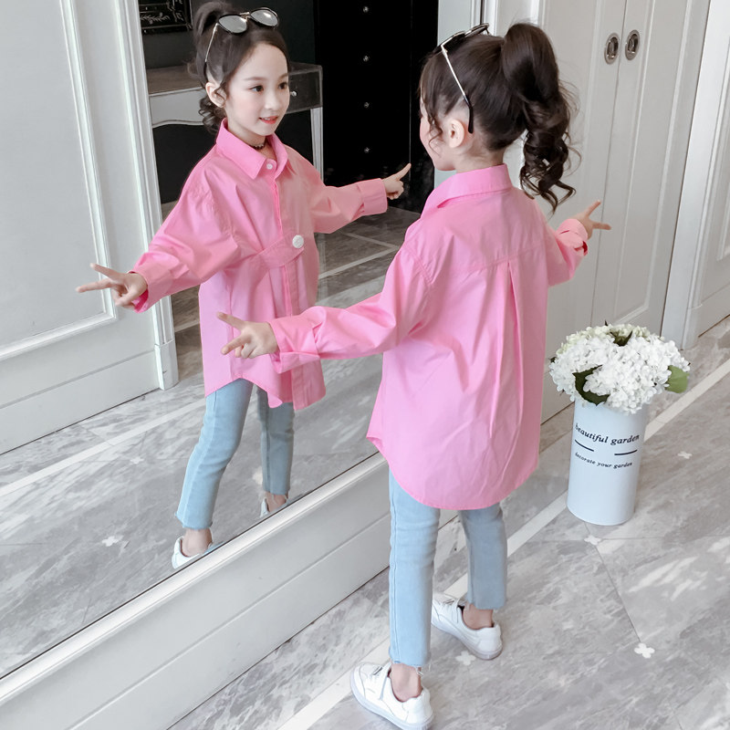 Girl Shirt Spring Autumn section Long sleeves 2022 new blouses CUHK Scout Korean version of the long version of the shirt Jacket Tide
