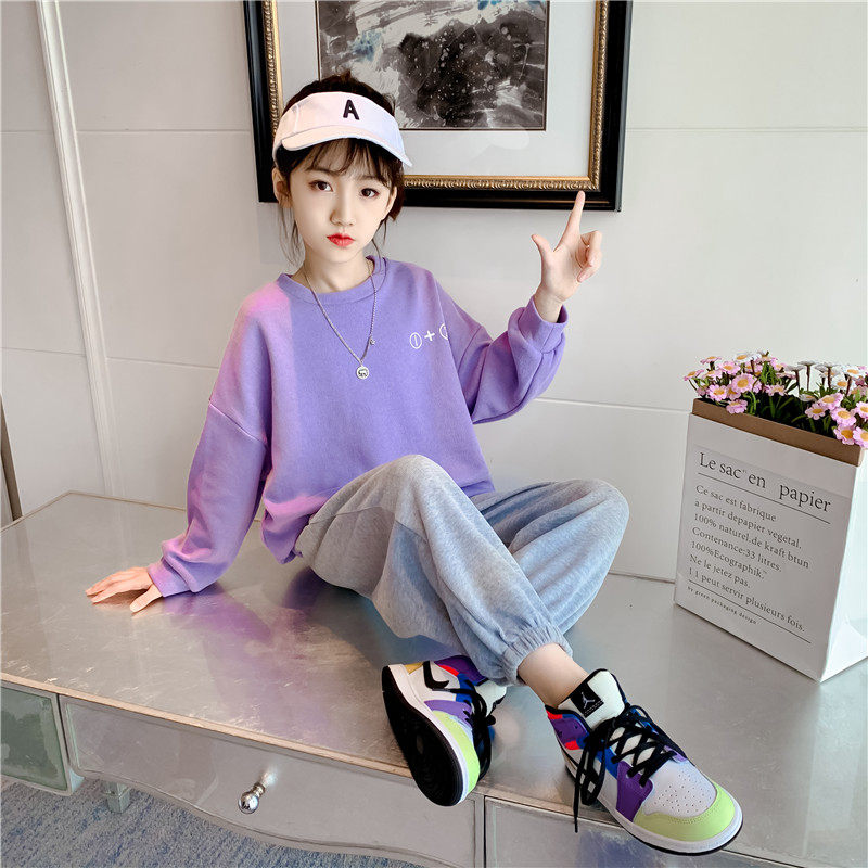 Girl Casual Sports Suit 2020 Fall new Fat Po CUHK Tong Wei Clothing Korean version of the internet Red Ocean sends two sets