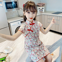 Girl Country Breeze Qipao Children Summer Clothing Dress With Dress Chinese Style Chinese Wind Skirts in Summer Chinese Wind Dresses