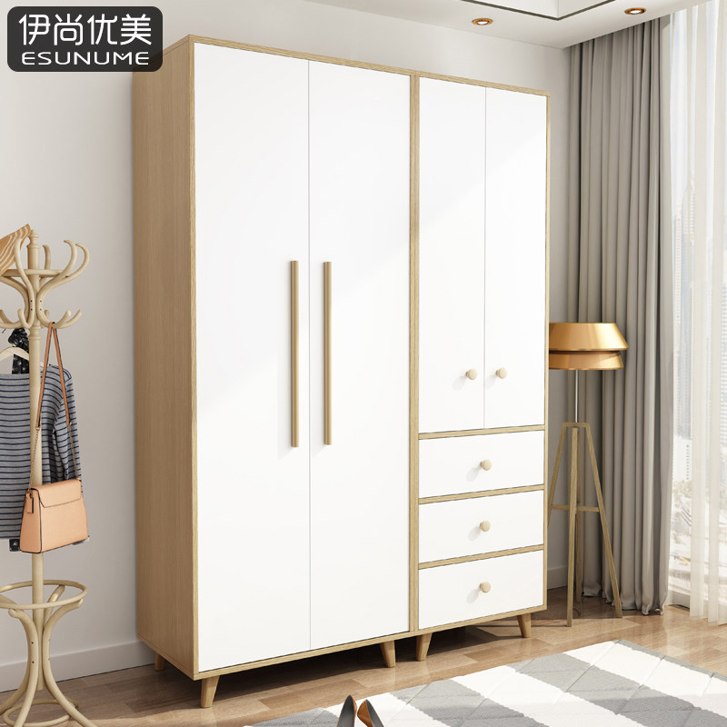 Nordic Wardrobe Modern Simple Economical Combination Wardrobe Small Apartment Bedroom Two Three Doors Four Doors Home Large Wardrobe