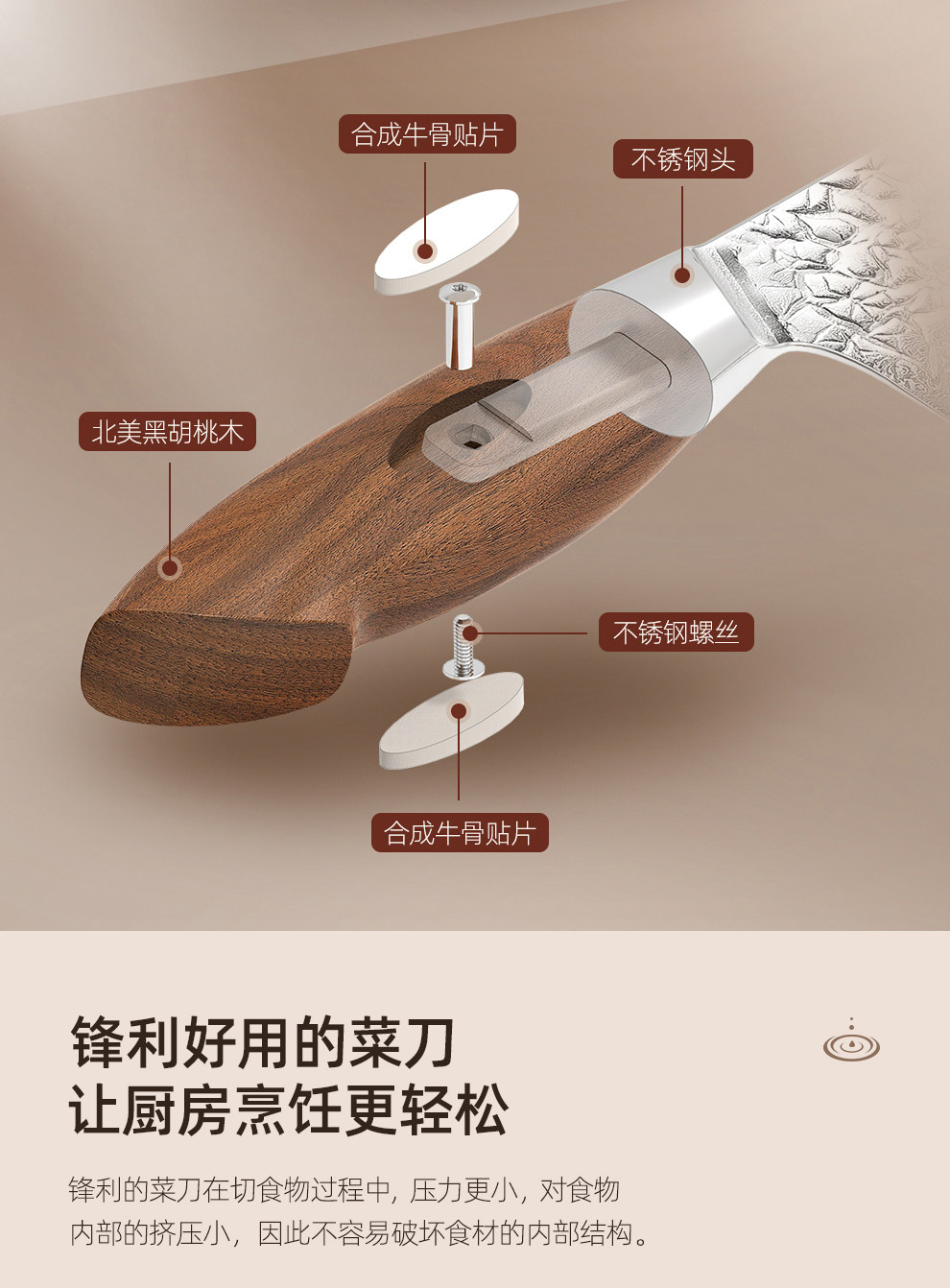 安享好物 安享A级中式菜刀-信作日本 进口 大马士革切片刀  