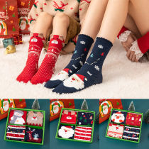 South Pole Man Christmas Socks Woman Gift Box Dress Autumn Winter Red Cute Parenting Socks COTTON LONG SOCKS GIFT