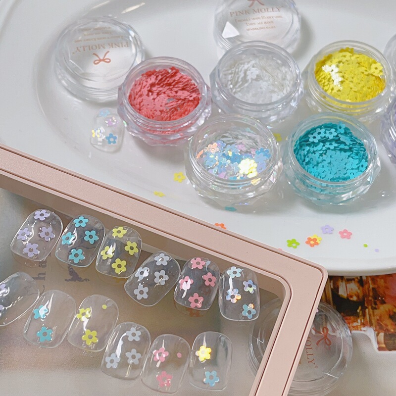Polka Dot Nail Art Five-Petal Flower Nail Sequins Korean Style Fluffy Little Flower 2mm Nail Art Wearable Nail Material Ultra-Thin Version Polka Dot Nail Art Five-Petal Flower Nail Sequins Korean Style Fluffy Little Flower 2mm Nail Art Wearable Nail Material Ultra-Thin Version