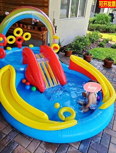 Intex, радужная горка с рельсами для игр в воде, бассейн с шариками для ползания, увеличенная толщина