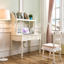 Childrens desk bookshelf Girl girl bedroom bookcase Household European book desk Solid Wood study table One-piece table table