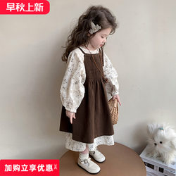 Girl Autumn Dress 2025 New arrival Baby Girl Early Autumn Korean Wear Western-style kids Long sleeves Floral Skirt