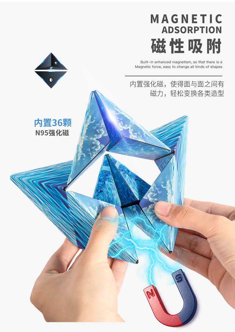 Кубик Рубика 3d立体几何磁性魔方空间想象力思维训练益智超炫百变儿童磁力玩具