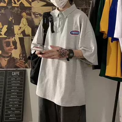 Net red T-shirt female ins super fire short-sleeved loose Korean version of 2021 new summer tide Hong Kong style couple polo top