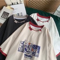 Fake two short sleeve t-shirt women 2021 New Net red American T-shirt ins super hot harbor style retro chic top