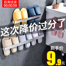 Bathroom slippers rack wall-mounted free of punching toilet door rear containing finishing toilet drain hanging rack wall shelve