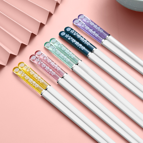 Sakura chopsticks household one person one chopsticks high-grade alloy set anti-mildew light luxury style new net red high value cute