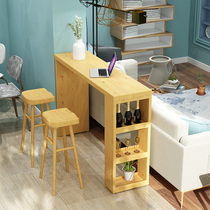 Nordic solid wood household bar table Living room partition entrance wine cabinet wall kitchen small bar Creative high-legged table