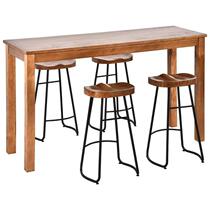 American solid wood bar table High-legged bar table Coffee lounge bar table and chair combination Solid wood dining table Household bar table