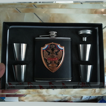 Business gift 7 oz 304 stainless steel wine bottle bar gift male birthday gift four wine glasses gift box