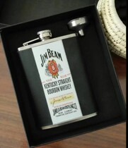 8 oz center printed pattern bag leather portable flask and wineware birthday gift stainless steel flask funnel set