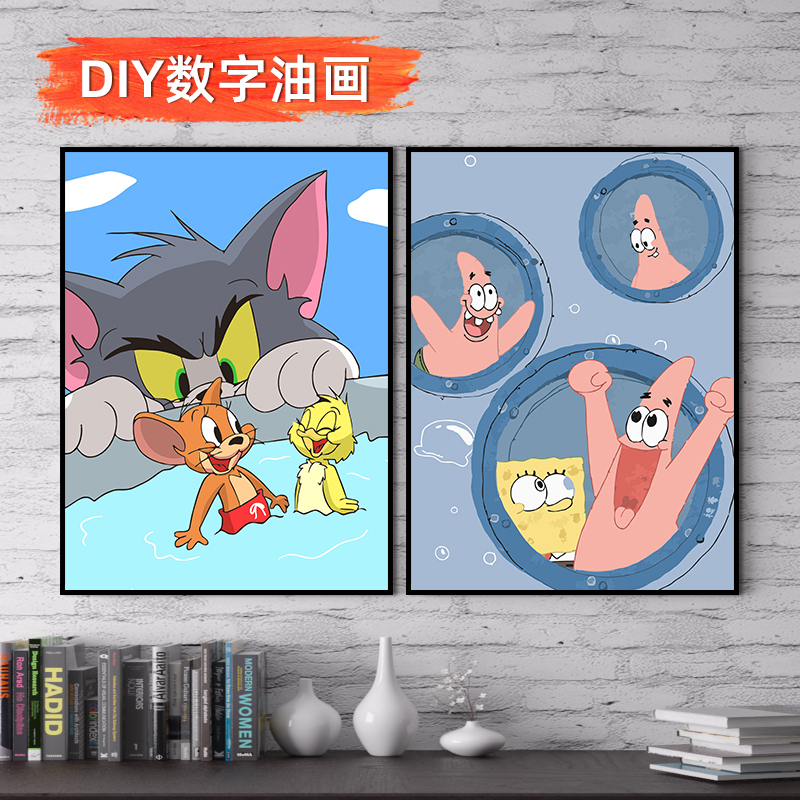 Digital oil painting Hand painted Hand filled coloring animation Cartoon decompression painting diy oil painting