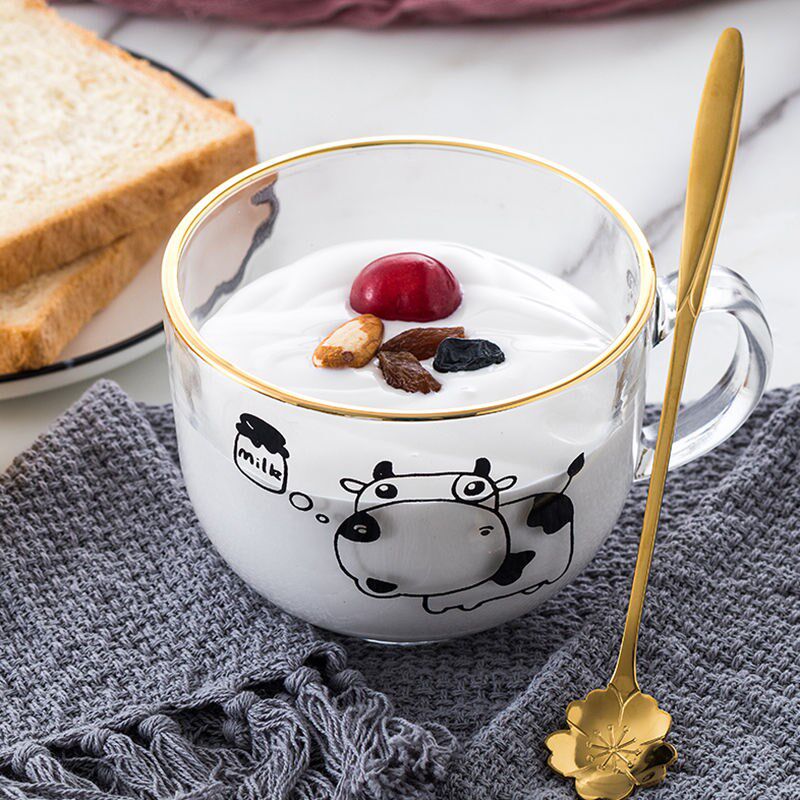 Breakfast glass oatmeal breakfast cup home with handle water cup coffee cup milk cup milk tea cup large capacity