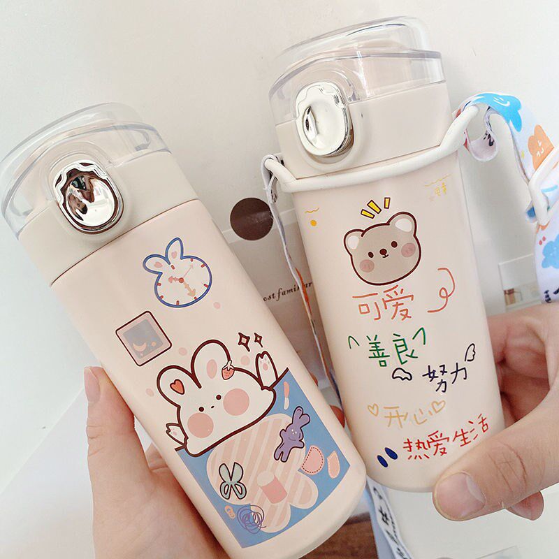 Water cup thermos female cute girl bottle with straw high color value kettle net red student children school cup