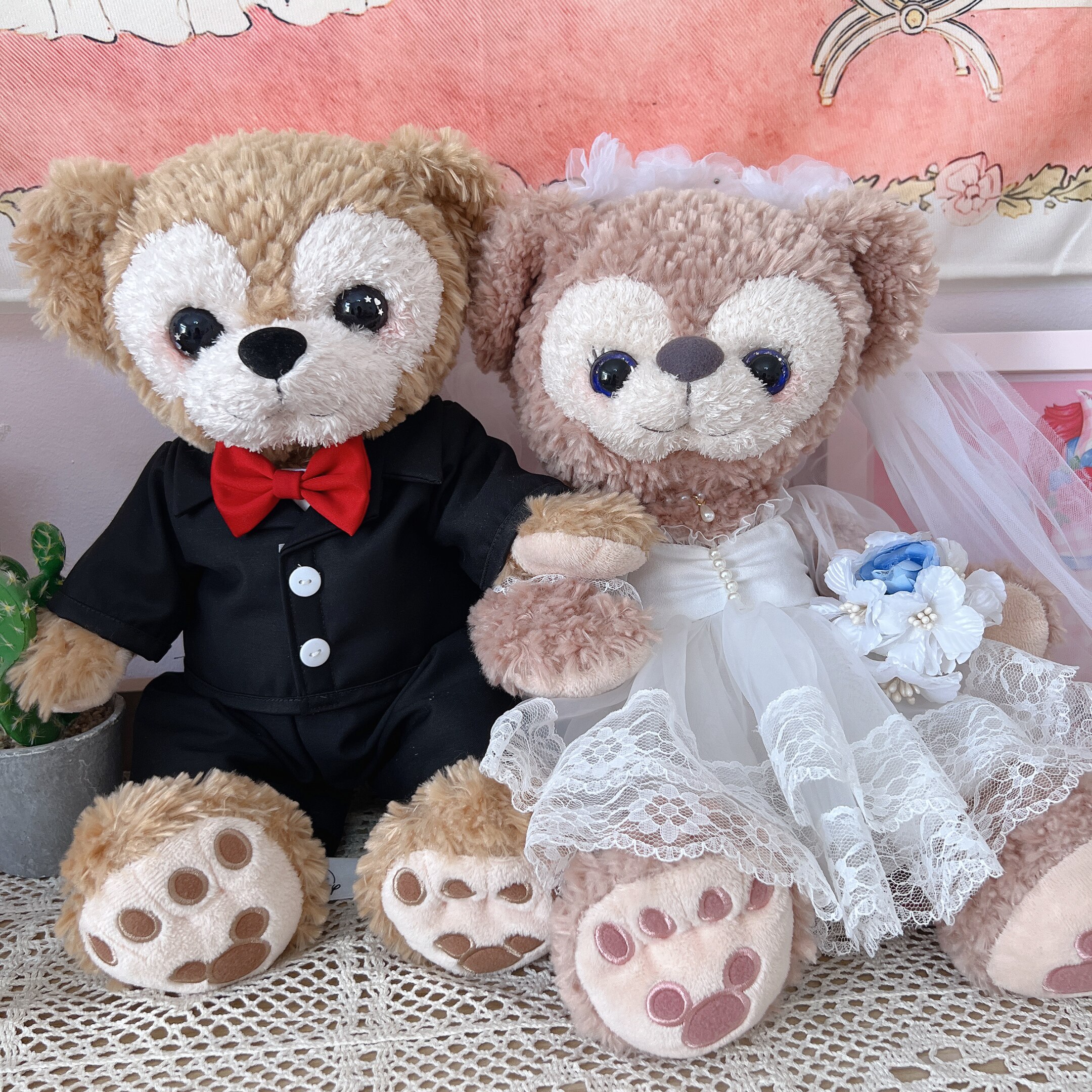 棉花娃娃/毛绒玩具娃衣 南风格子手作雪莉玫达菲着替白色婚纱黑色礼服婚礼压床娃娃娃娃衣服