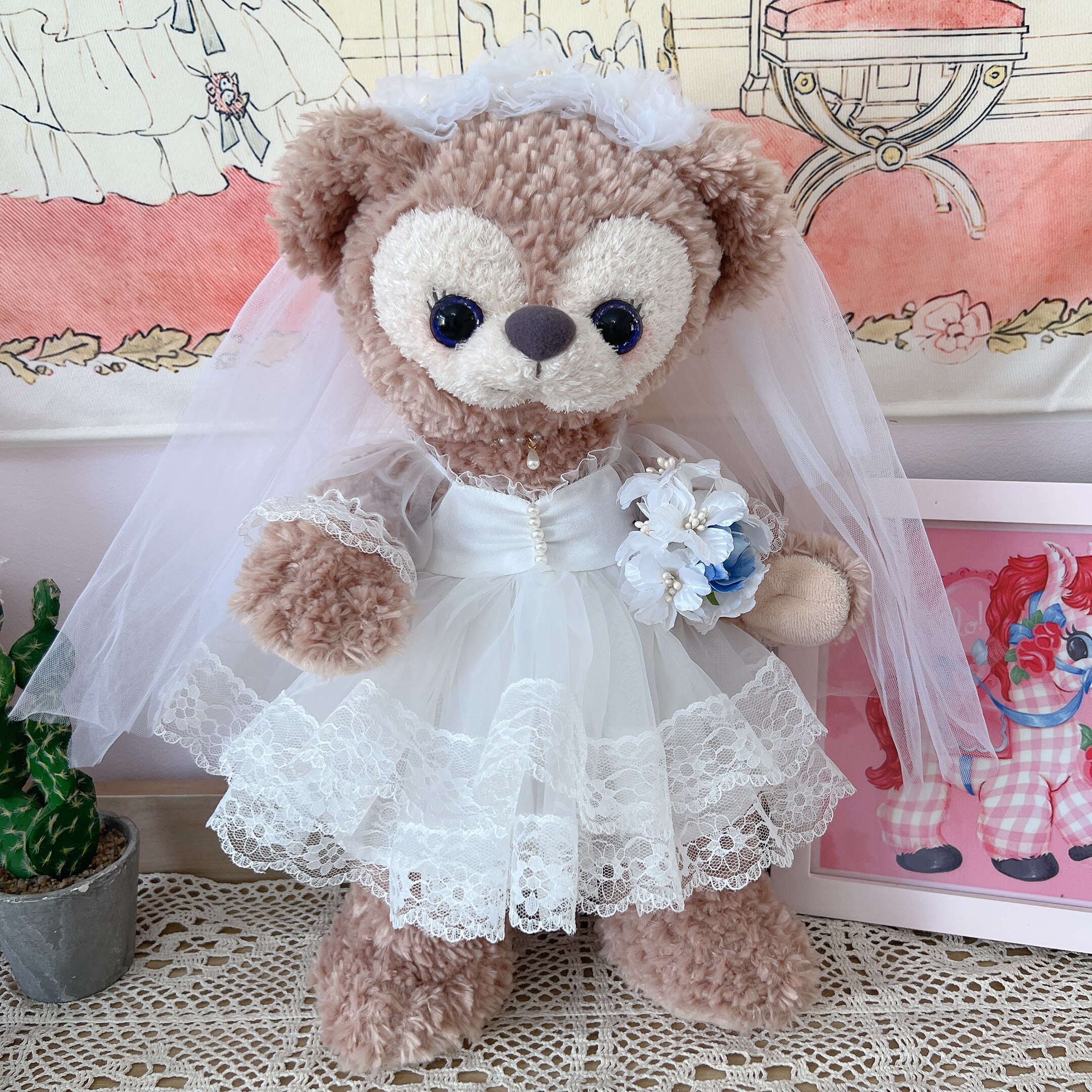 棉花娃娃/毛绒玩具娃衣 南风格子手作雪莉玫达菲着替白色婚纱黑色礼服婚礼压床娃娃娃娃衣服