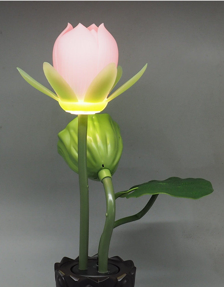 товар из китая 家用自动开花仿真莲花灯荷花供佛灯佛堂家居装饰工艺品客厅装饰灯 No brand