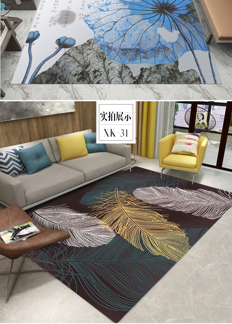 Mới Trung Quốc Thảm Phòng khách Phong cách Trung Quốc Bàn trà Mat Hiện đại Sofa đơn giản Hộ gia đình Bắc Âu Hình chữ nhật Tùy chỉnh - Thảm thảm cuộn