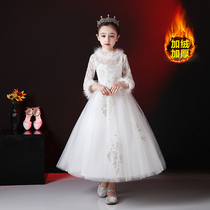 Girl Gown Princess Dresses Princess Dresses Wedding Fluffy Yarn Plus Suede Thickened Little Host Childrens Birthday Pianos