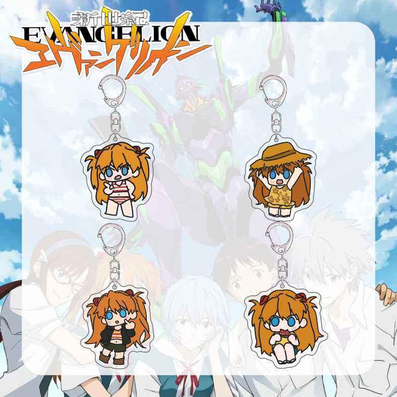 Neon Genesis Evangelion Anime Peripherals Asuka Expression Pack Keychain Funny and Cute School Bag Pendant Pendant