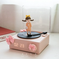 [Подарочный пакет] Девичий розовый динамик-будильник + маленькая девочка + украшение в виде банта ❤ Трехлетняя гарантия