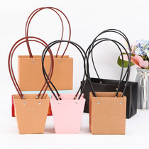 Kraft paper flower basket waterproof tote bag multi-meat potted green plant bag flower bouquet gift bag flower flower bouquet