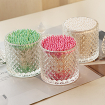 Nordic ins Wind cotton swab storage box with lid dustproof household living room desktop toothpick can transparent portable cotton sign box