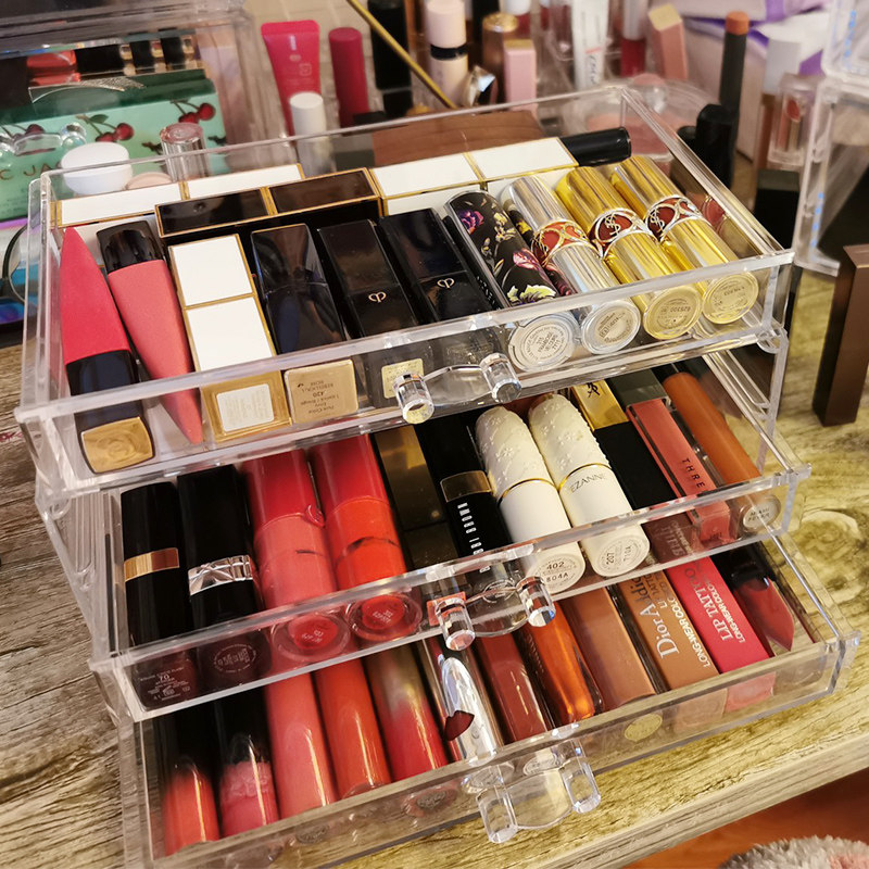 Lipstick containing box drawer with lid anti-dust Doge desktop Cosmetic Lip glazed Eye Shadow Pink Cake Display Finishing Frame