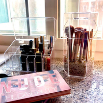 Cosmetic storage box transparent cover dustproof desktop makeup brush barrel lipstick storage box cotton swab finishing rack female