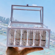 Lipstick storage box ins girl heart multi-grid with cover dustproof desktop Cosmetics lip glaze glass display rack