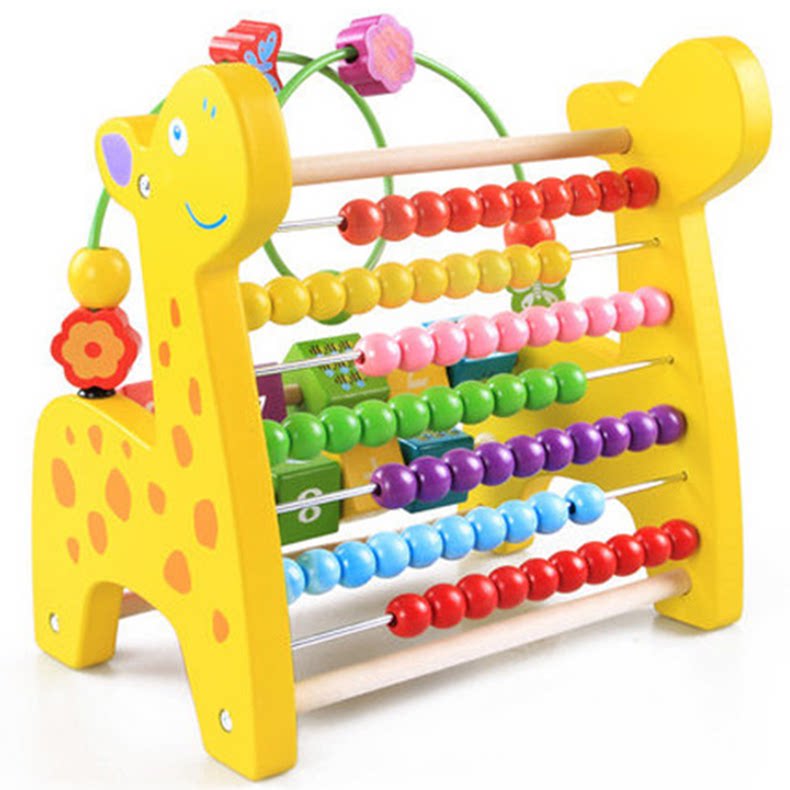 Infant early education toys large beaded beaded track maze shape color cognition number hand-eye coordination