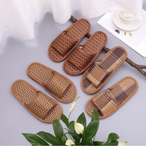  Soft-bottomed bamboo woven rattan slippers for men and women in summer antibacterial deodorant non-stinky feet cool drag home room geta grass mat linen