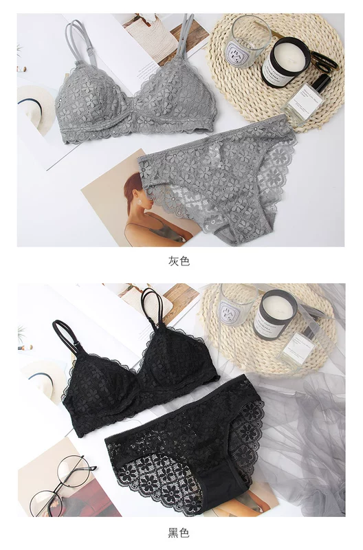 Đơn giản ren bralet mỏng phần không có vành áo ngực tập hợp tam giác cô gái thoải mái đồ lót - Bộ đồ lót