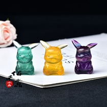 100 Wo Crystal Natural Firefly Leather Kachu Pendulum Pieces Original Stone Engraving Cartoon Cartoon Comic Kids New Year Gifts