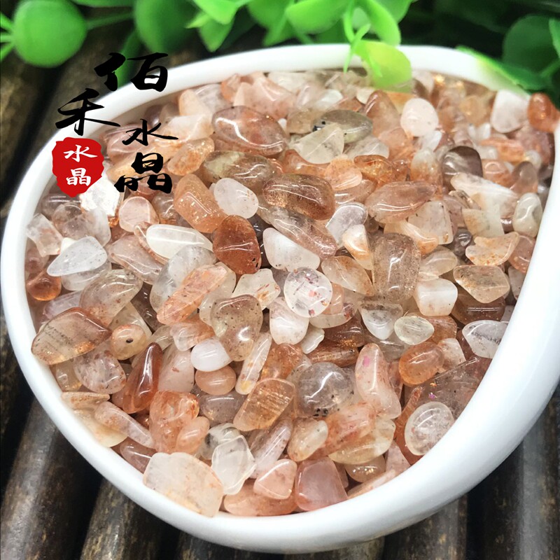 Natural gold strawberry crystal crushed stone gold sun hand alchemy magnet fish tank flower pot with view decoration small pebble