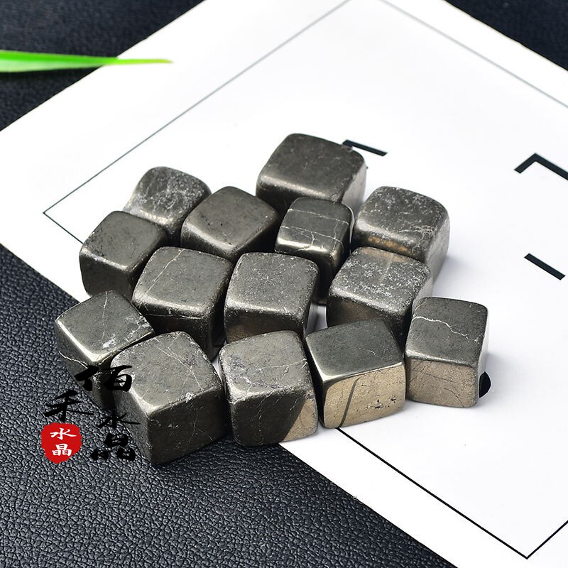 Natural pyrite four-square ornament chalcopyrite rough polished ore specimen mineral crystal science teaching