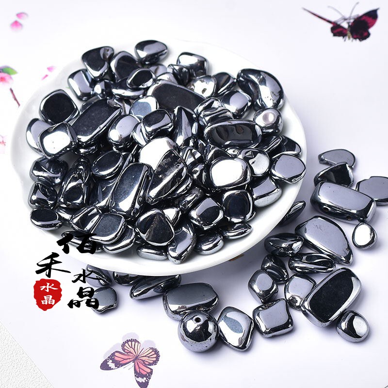 Baihe crystal natural terahertz gravel decoration raw stone ore specimen massage health care anti-fatigue