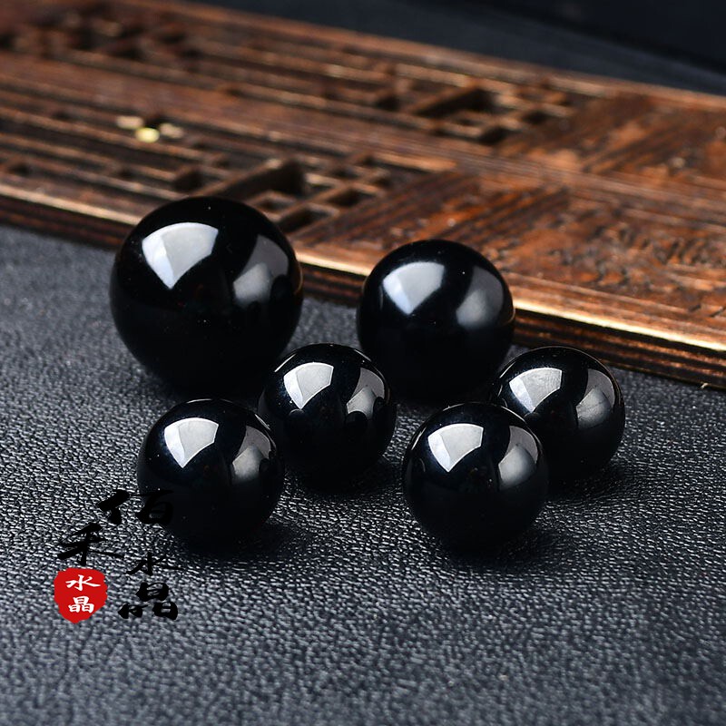 Natural Black Flair Round Ball Pendulum Pieces Original Stone Processed Crystal Ball Home Living Room Desk Face Furnishing
