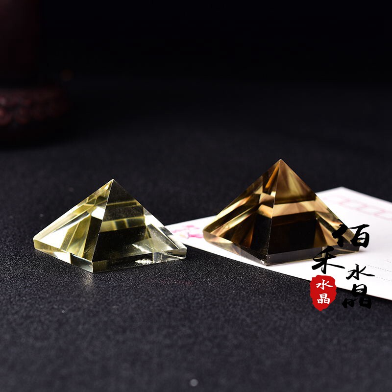 Natural Citrine Pyramid Ornament Raw Stone Polished Home Living Room Office Desk Decoration Ornament