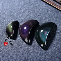 100 Wo Crystal Natural Rainbow Eyes Black Dazzling Stone Crescent Moon Tooth Shaped Swing Eyewear Original Stone Diy Pendant Accessories Woolen Clothing Chain