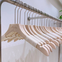 Log cotton rope binding hanger womens solid wood clothing hanging clothing store non-lacquered household hanger non-slip flocking Wood clothing support