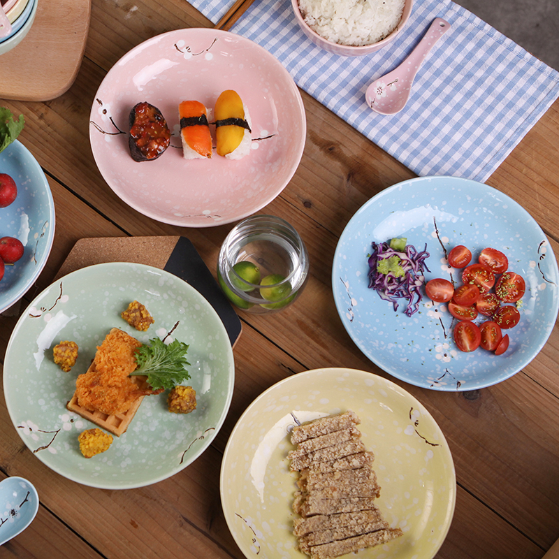 Fu kang Japanese snow resistant ceramic dishes suit small bowl disc deep dish suit household practical tableware dishes