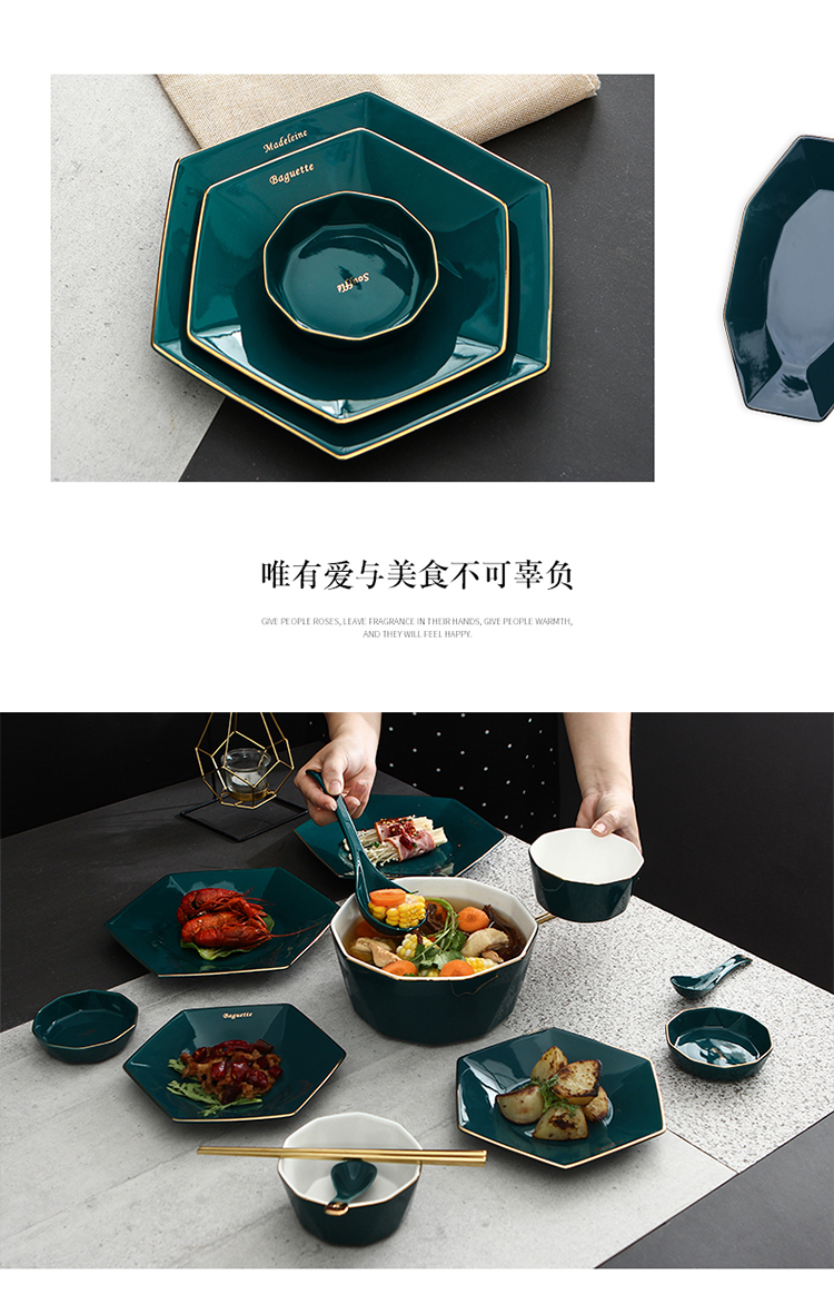 Ceramic platter tableware platter spell up phnom penh dish combination Fang Jiayong party always 0 hexagonal plates the diamond combination