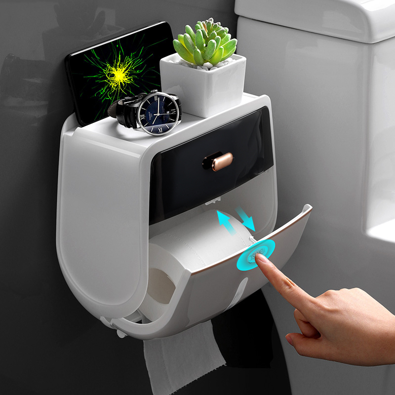 Toilet tissue box Toilet toilet toilet toilet roll paper tube storage shelf home punch-free toilet paper box