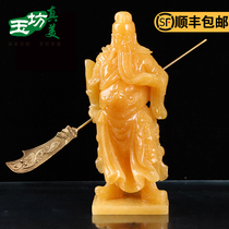 Lucky beige jade Martial God of wealth Guan Gong statue Guan Erye decoration shop dedicated to the town house to ward off evil spirits opening gift entrance