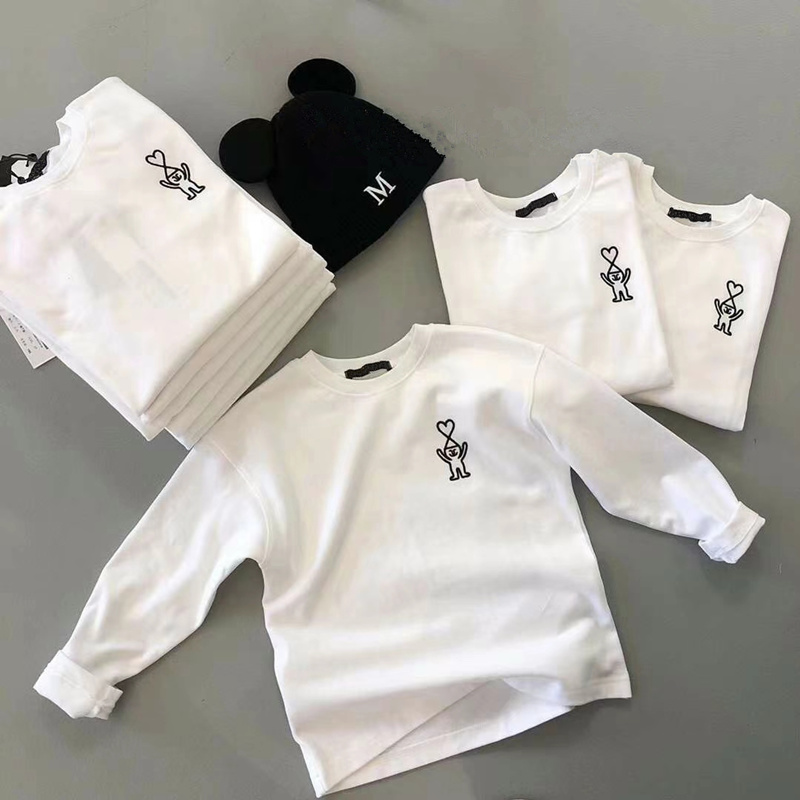 Children's clothing girls brushed T-shirt 2021 autumn and winter new children's villain embroidery bottoming shirt middle and big children's parent-child clothing trend